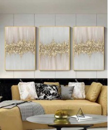 Gold Frame 60*90 Cm Crystall Porsalein Painting Decorative For Living Room Gold  Diamound Effect